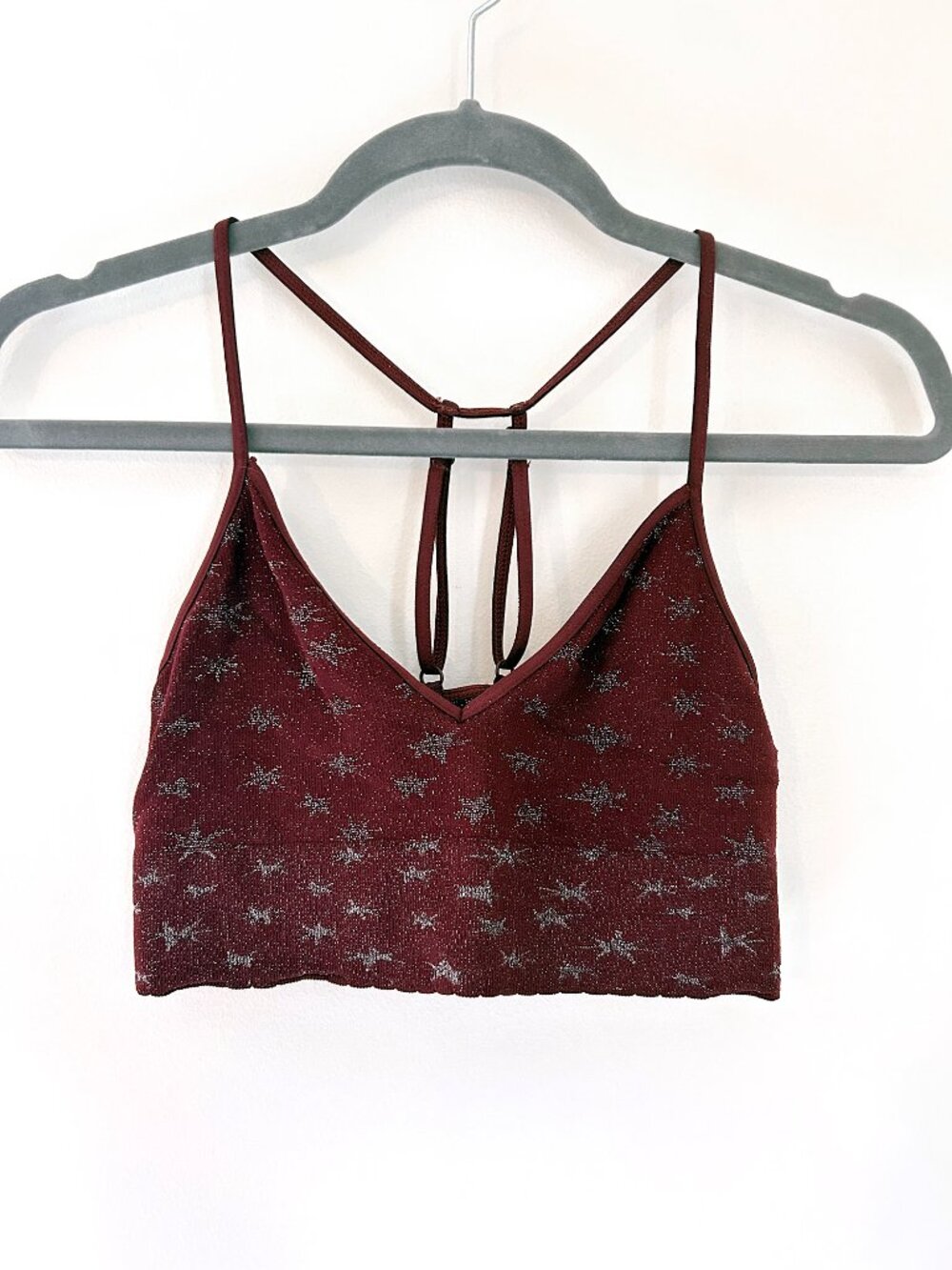 Red Sparkly Bralette - Lurex Star Print - By Anthropologie Size S/M - MSRP $35